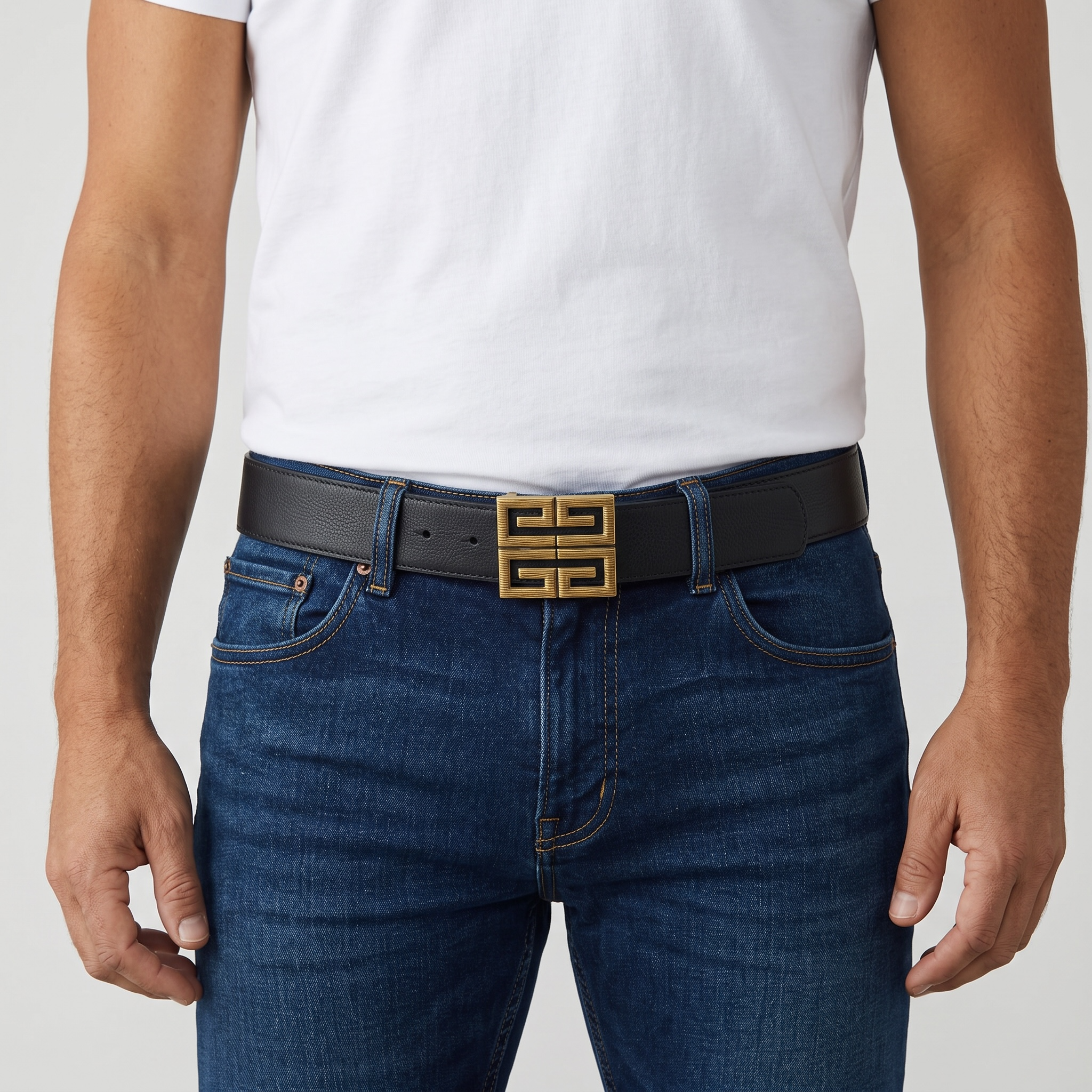 🖤 Givenchy Black Leather Belt with Gold 4G Buckle – | Timeless Luxury ✨ 110cm