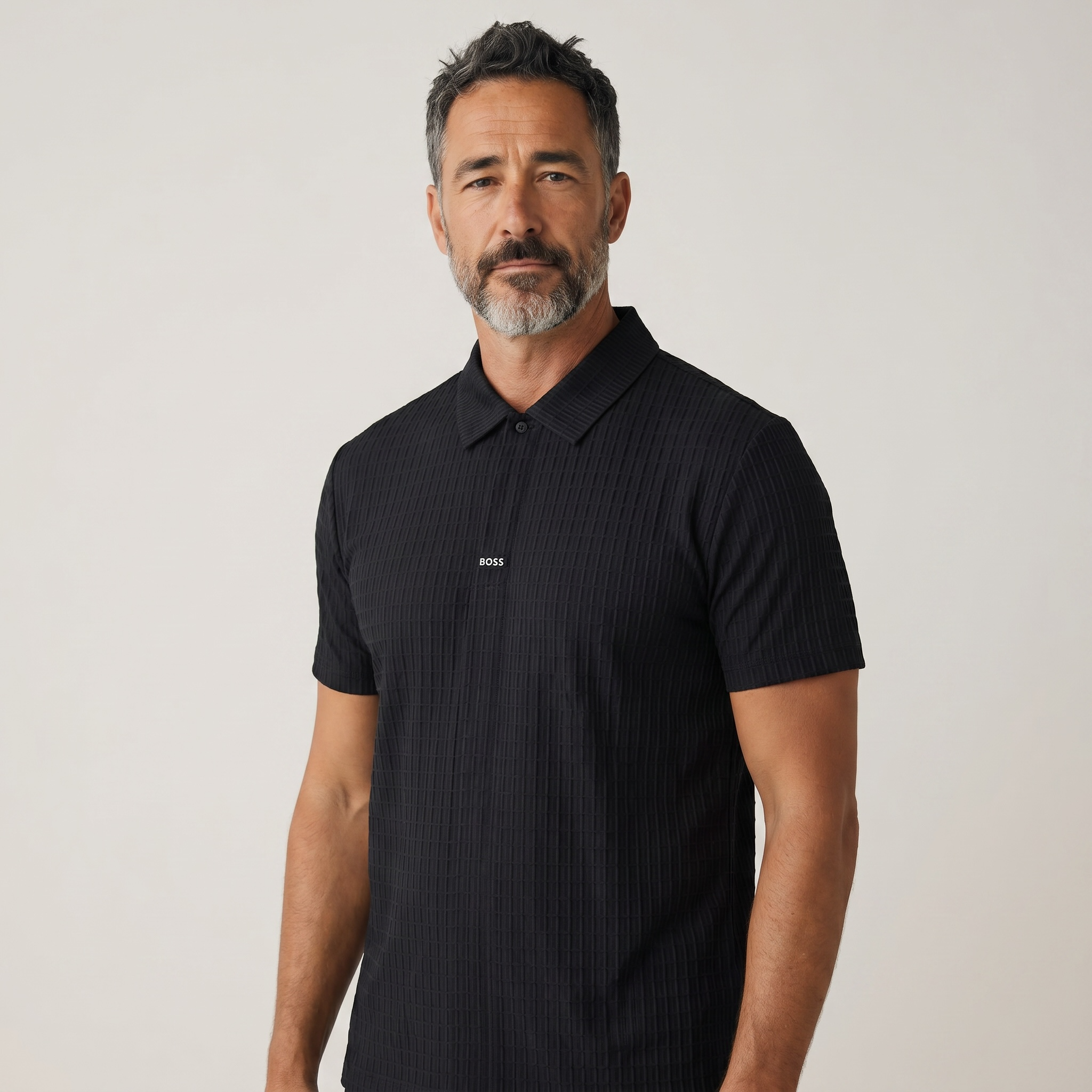 🖤✨ Hugo Boss Black Textured Polo Shirt – Luxury Smart Casual Collection 👔🔥