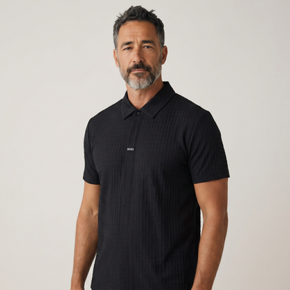 🖤✨ Hugo Boss Black Textured Polo Shirt – Luxury Smart Casual Collection 👔🔥