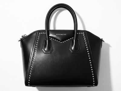 Black Givenchy Antigona tote bag with silver studs and double top handles