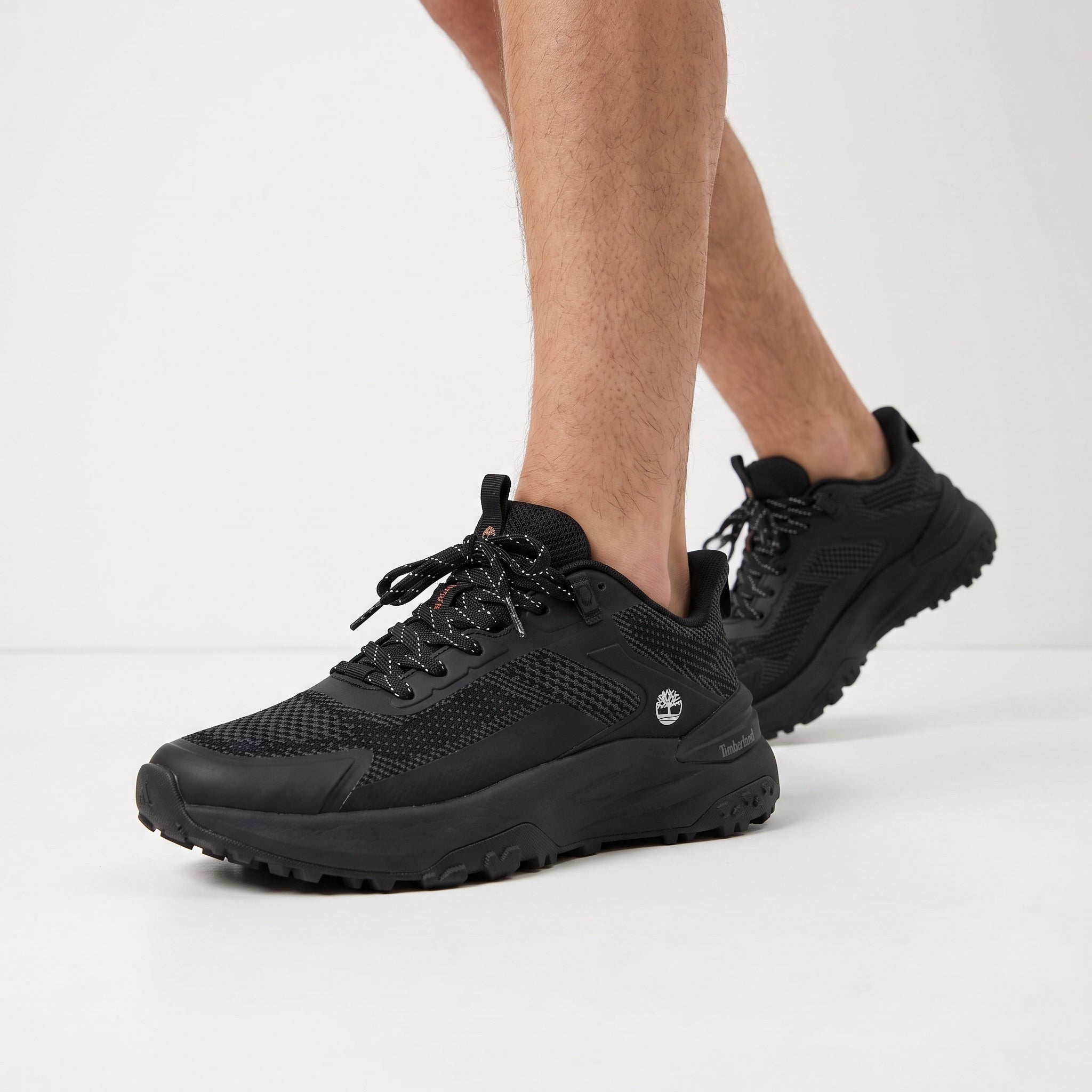 Timberland black chunky sole sneaker on model