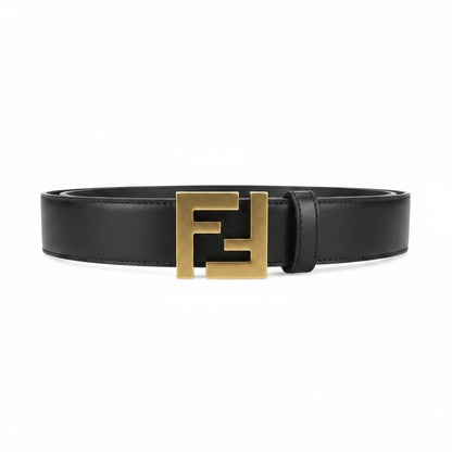 Fendi Luxury Black Leather Belt – Gold FF Buckle 125CM 🖤✨