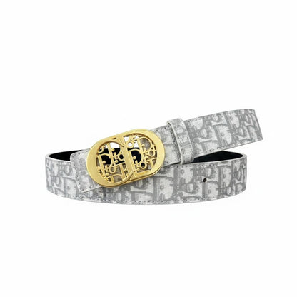 Dior Luxury Oblique Grey Belt – Gold CD Buckle 110CM 🤍✨