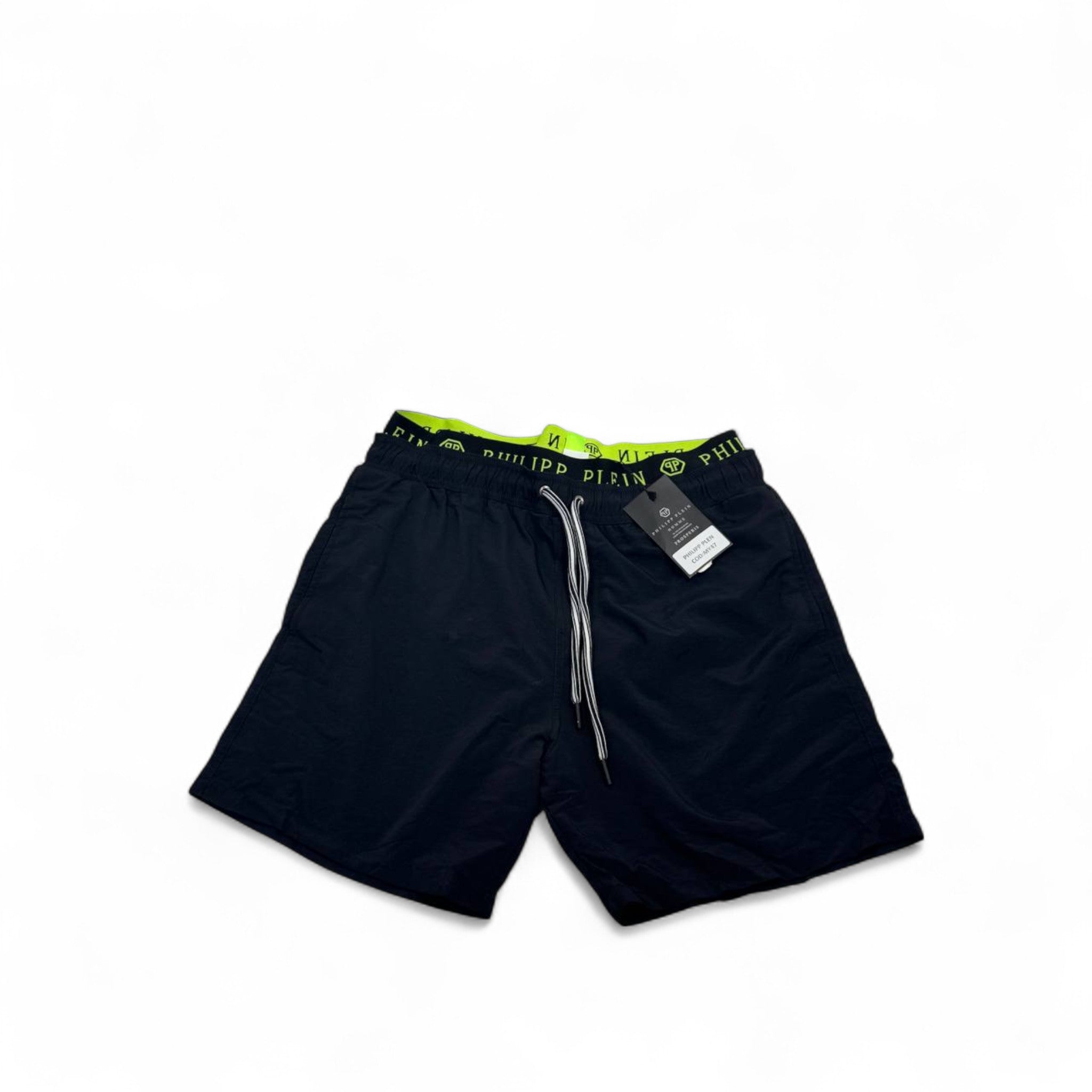 Philipp Plein Black Swim Shorts 🖤 | Neon Logo Waistband