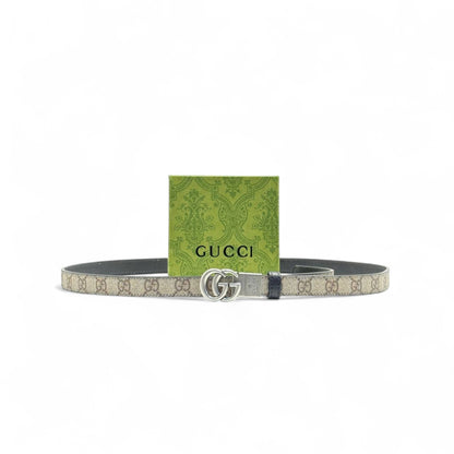 Gucci GG Supreme Canvas Belt 🟤 | 125cm | Silver Double G Buckle + Box