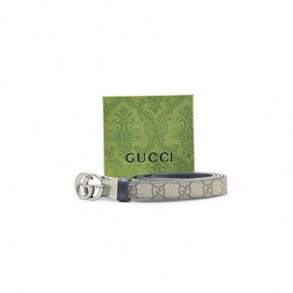 Gucci GG Supreme Canvas Belt 🟤 | 125cm | Silver Double G Buckle + Box