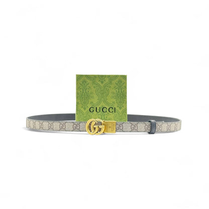 Gucci GG Supreme Canvas Belt 🟤💛 | 125cm | Gold Double G Buckle + Box
