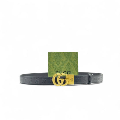 Gucci Black Leather Belt 🖤💛 | 125cm | Embossed GG & Gold Double G Buckle + Box