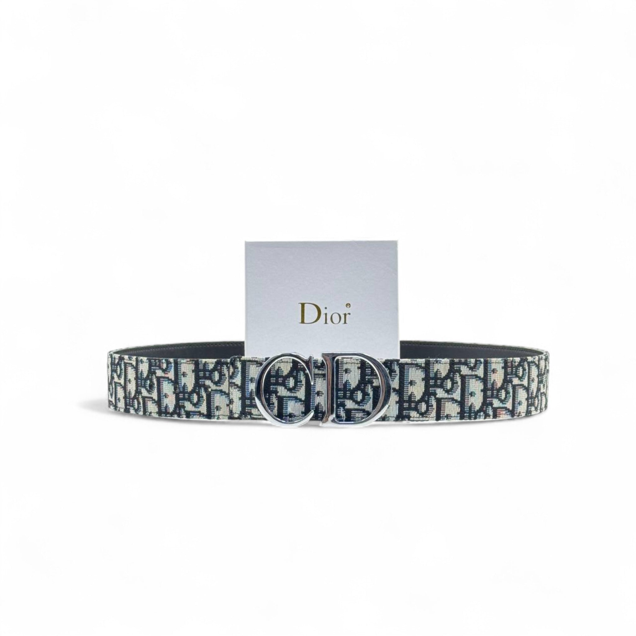 Dior Oblique Canvas Belt 💙 | 125cm | Silver CD Buckle + Box