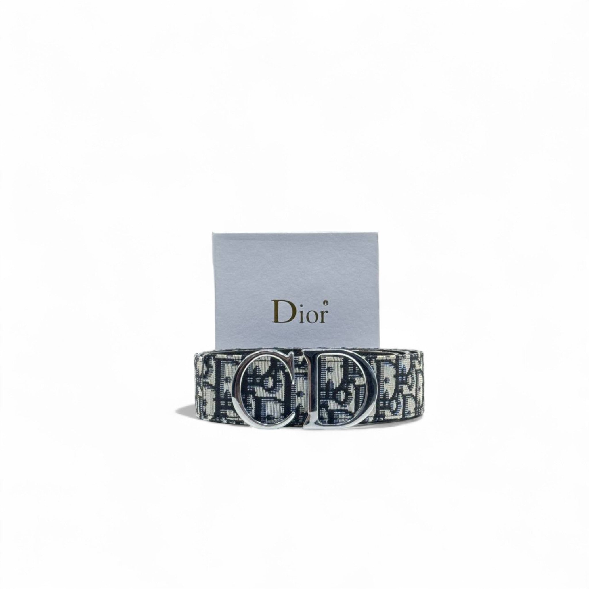 Dior Oblique Canvas Belt 💙 | 125cm | Silver CD Buckle + Box