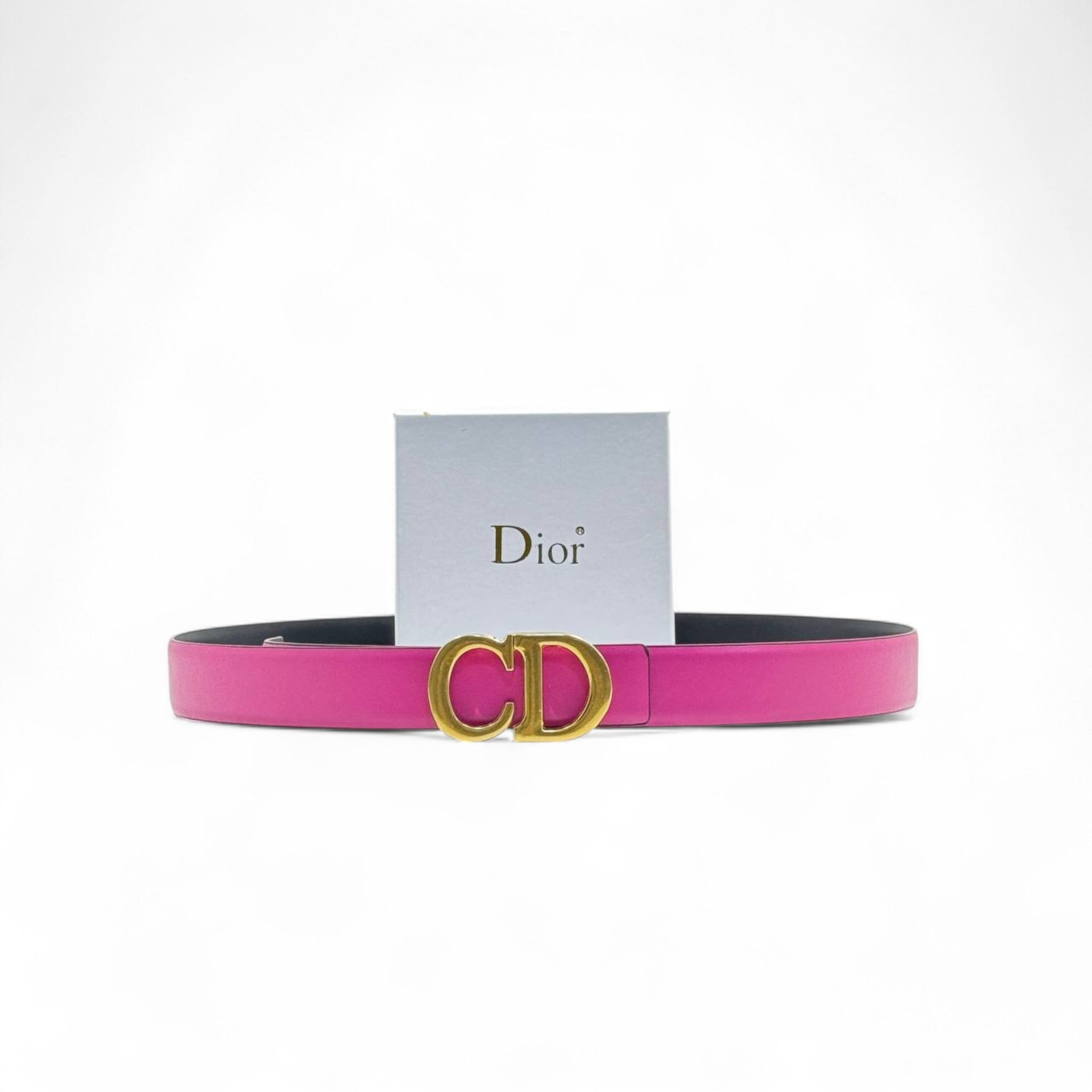 Dior Pink Leather Belt 💖 | 125cm | Gold CD Buckle + Box