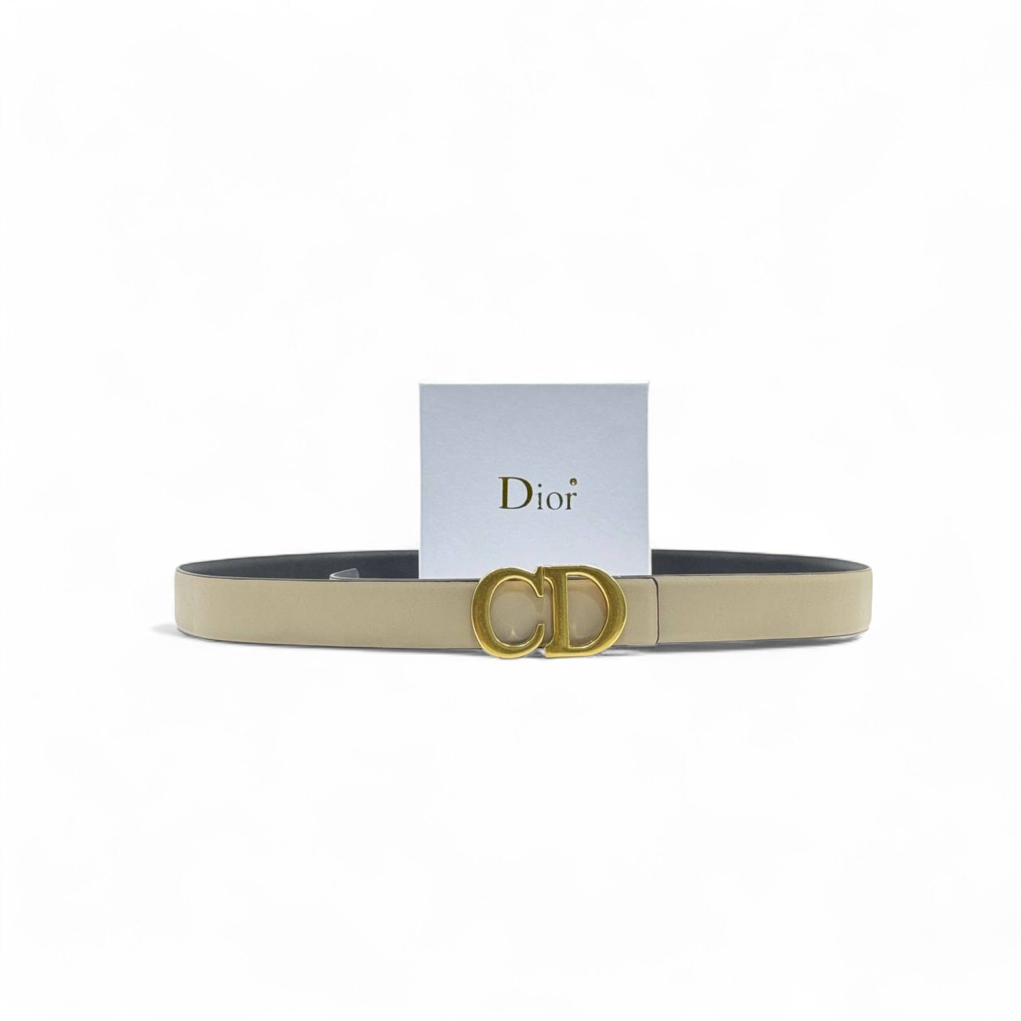 Dior Beige Leather Belt 🤎 | 125cm | Gold CD Buckle + Box