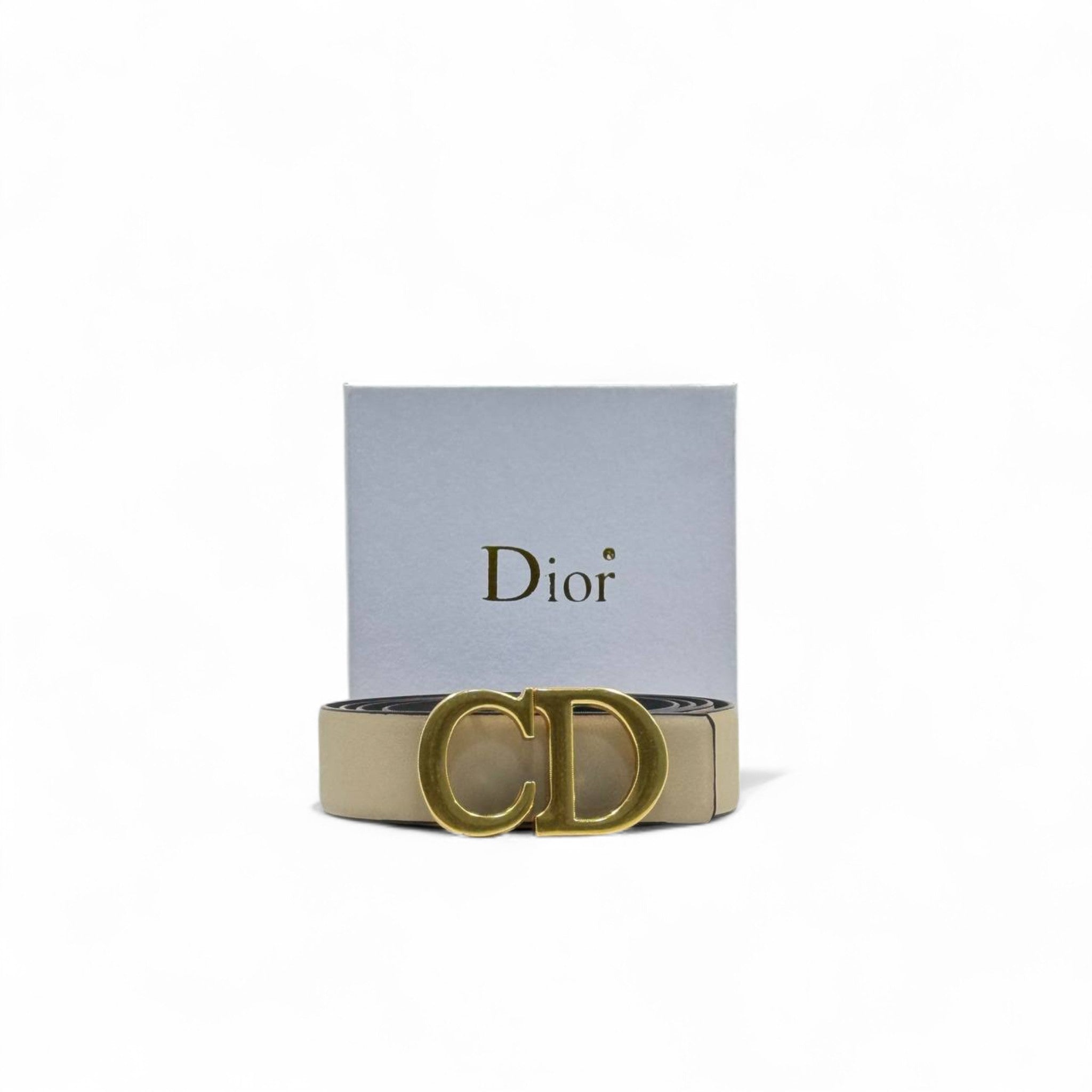 Dior Beige Leather Belt 🤎 | 125cm | Gold CD Buckle + Box