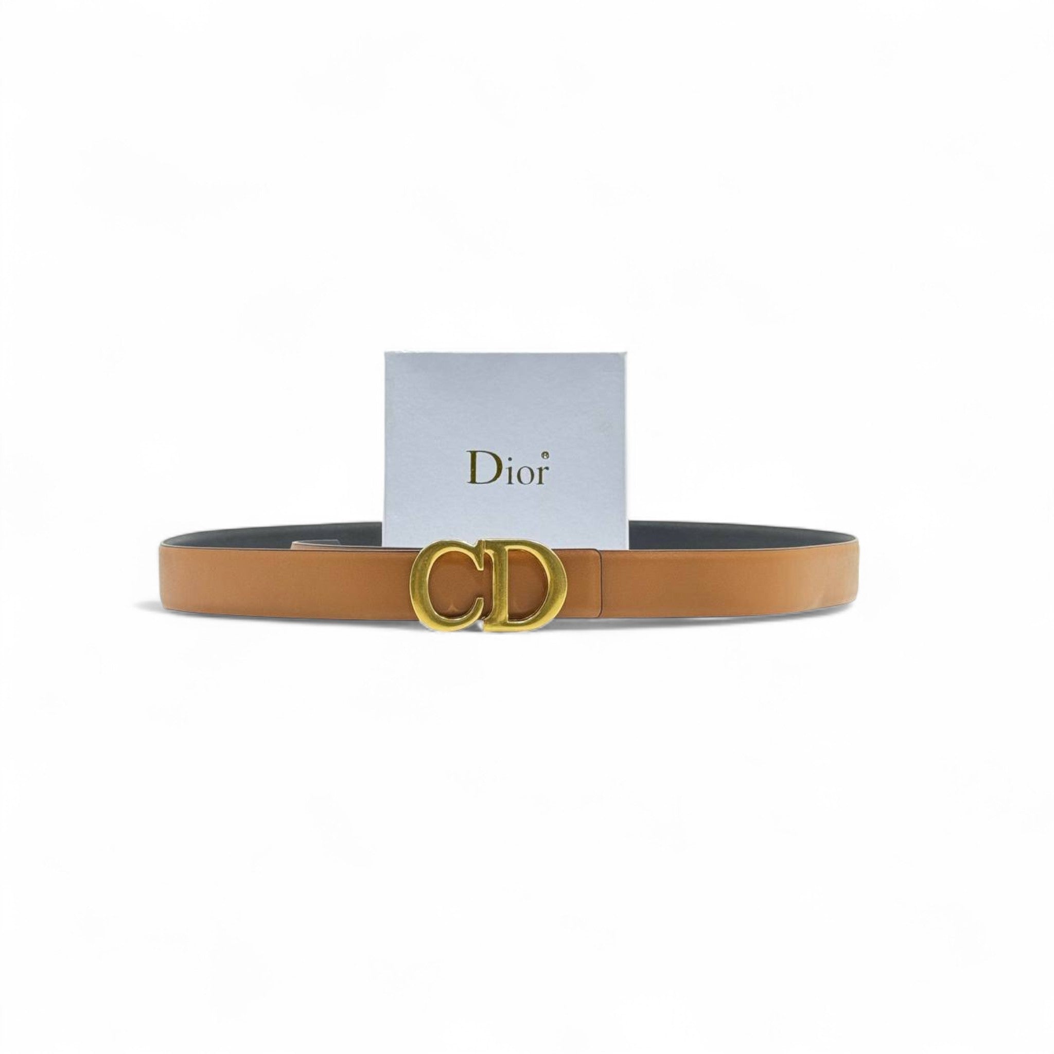 Dior Tan Leather Belt 🤎 | 125cm | Gold CD Buckle + Box