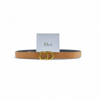 Dior Tan Leather Belt 🤎 | 125cm | Gold CD Buckle + Box