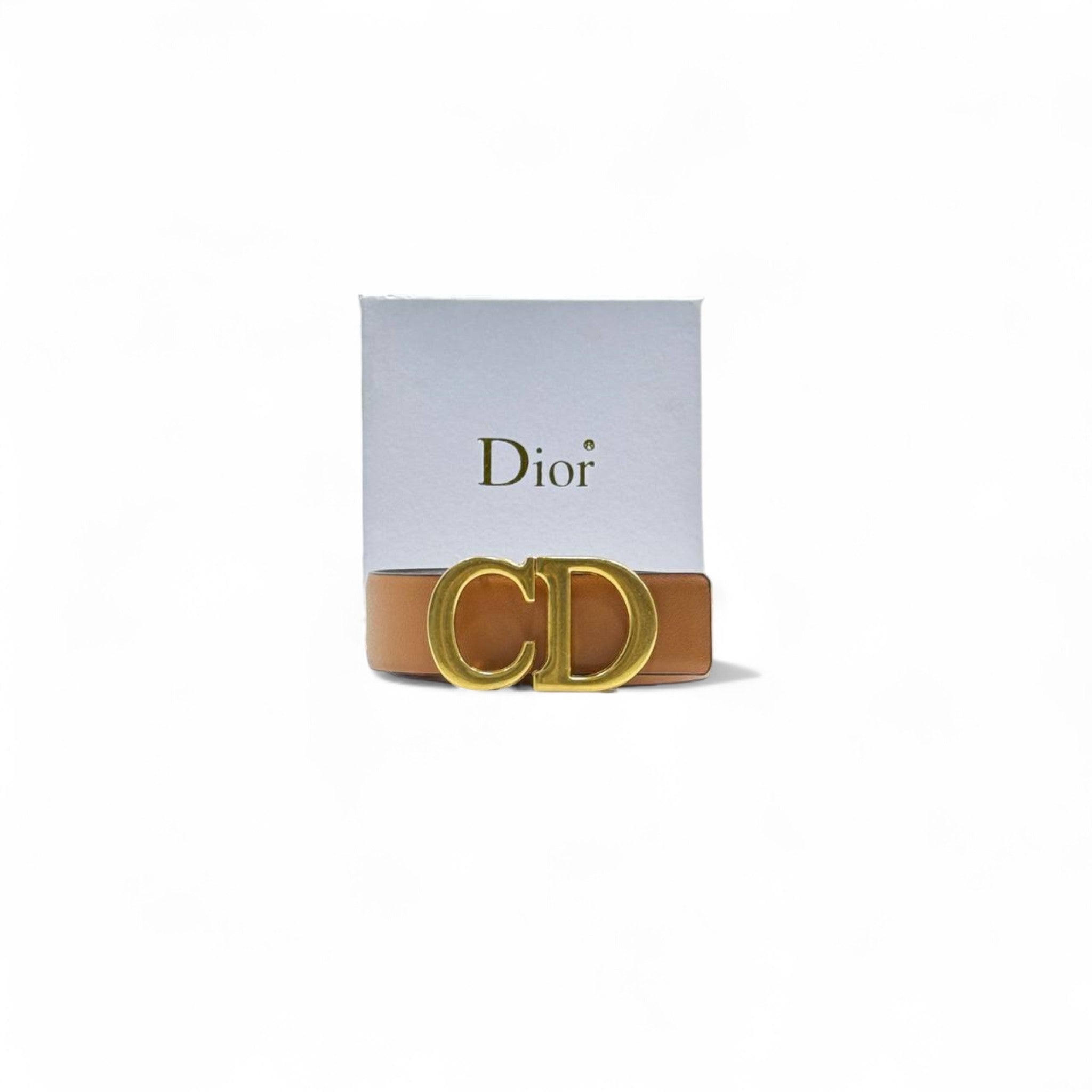 Dior Tan Leather Belt 🤎 | 125cm | Gold CD Buckle + Box