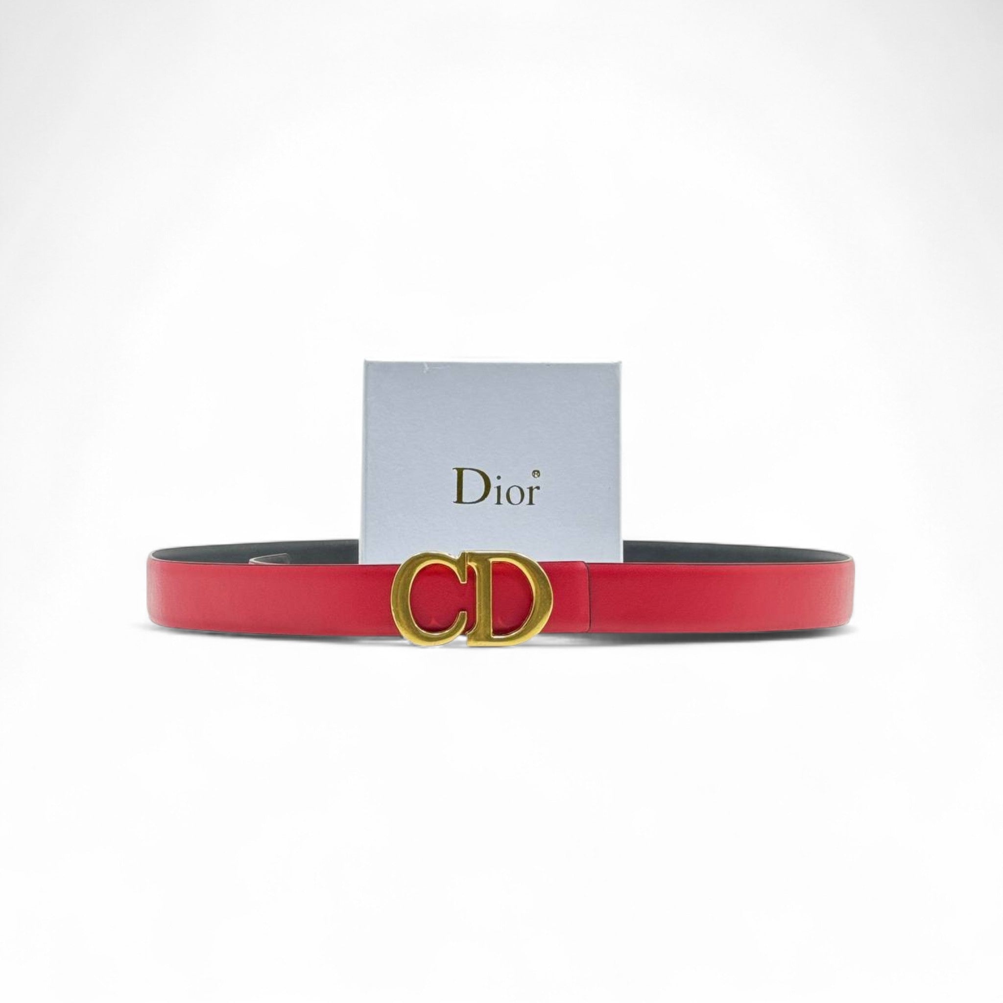 Dior Red Leather Belt ❤️ | 125cm | Gold CD Buckle + Box
