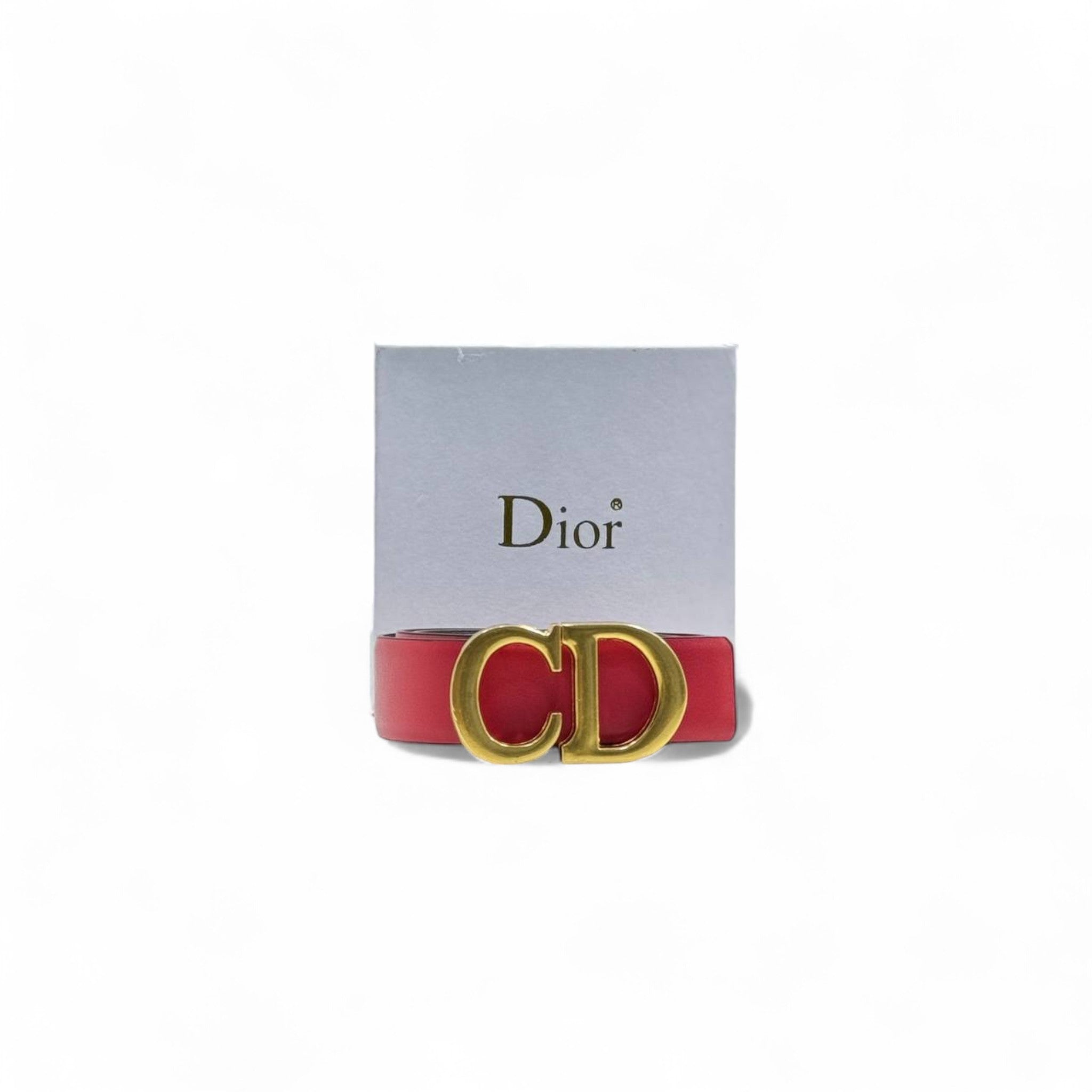 Dior Red Leather Belt ❤️ | 125cm | Gold CD Buckle + Box