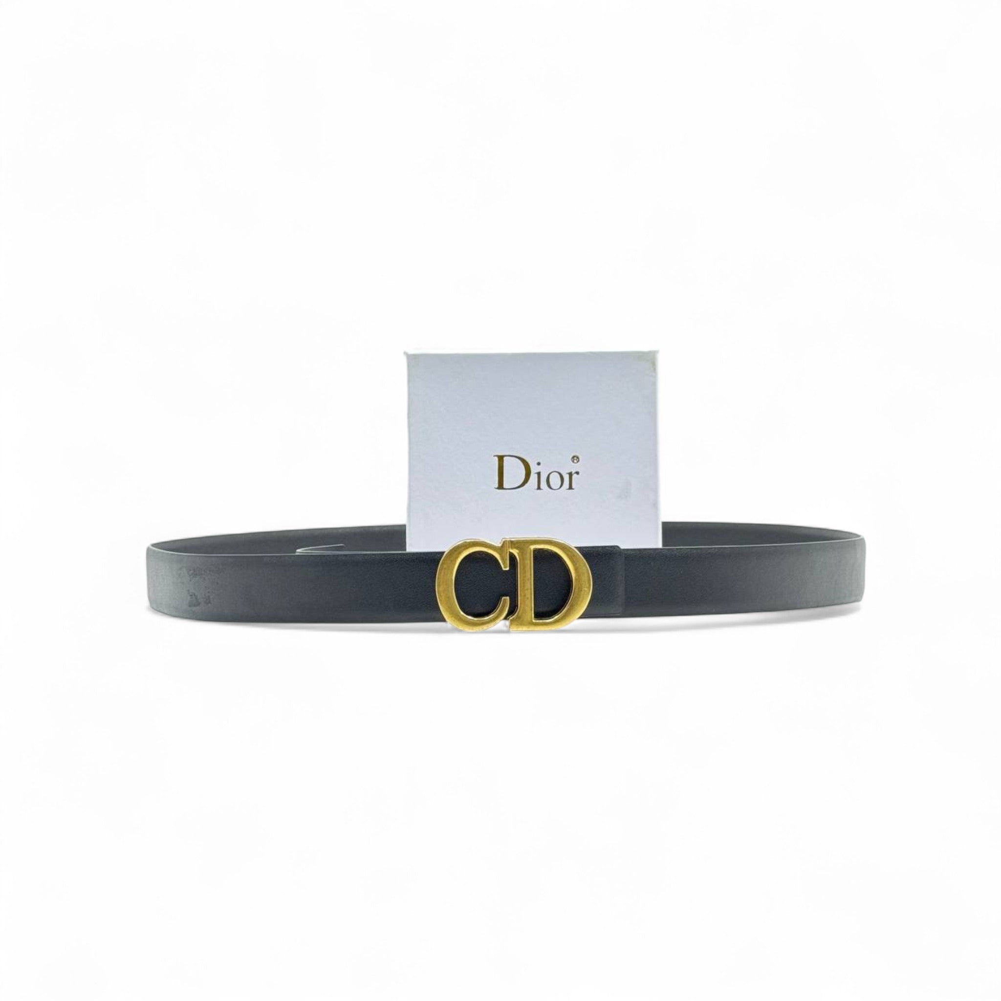 Dior Black Leather Belt 🖤 | 125cm | Gold CD Buckle + Box