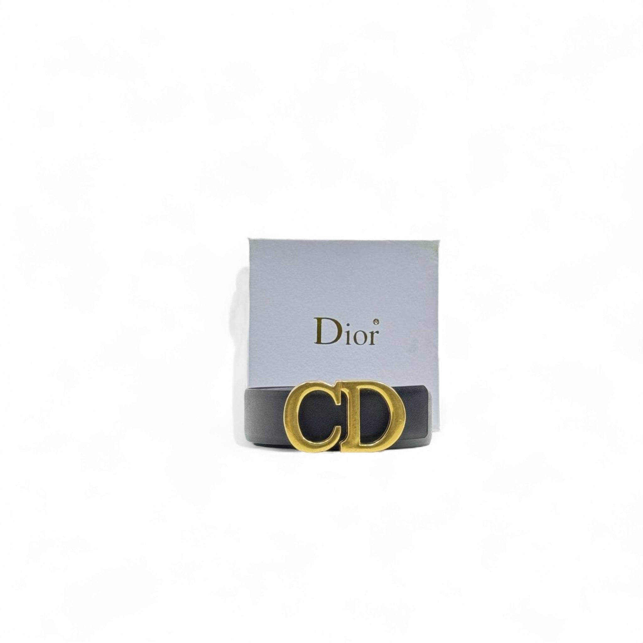 Dior Black Leather Belt 🖤 | 125cm | Gold CD Buckle + Box