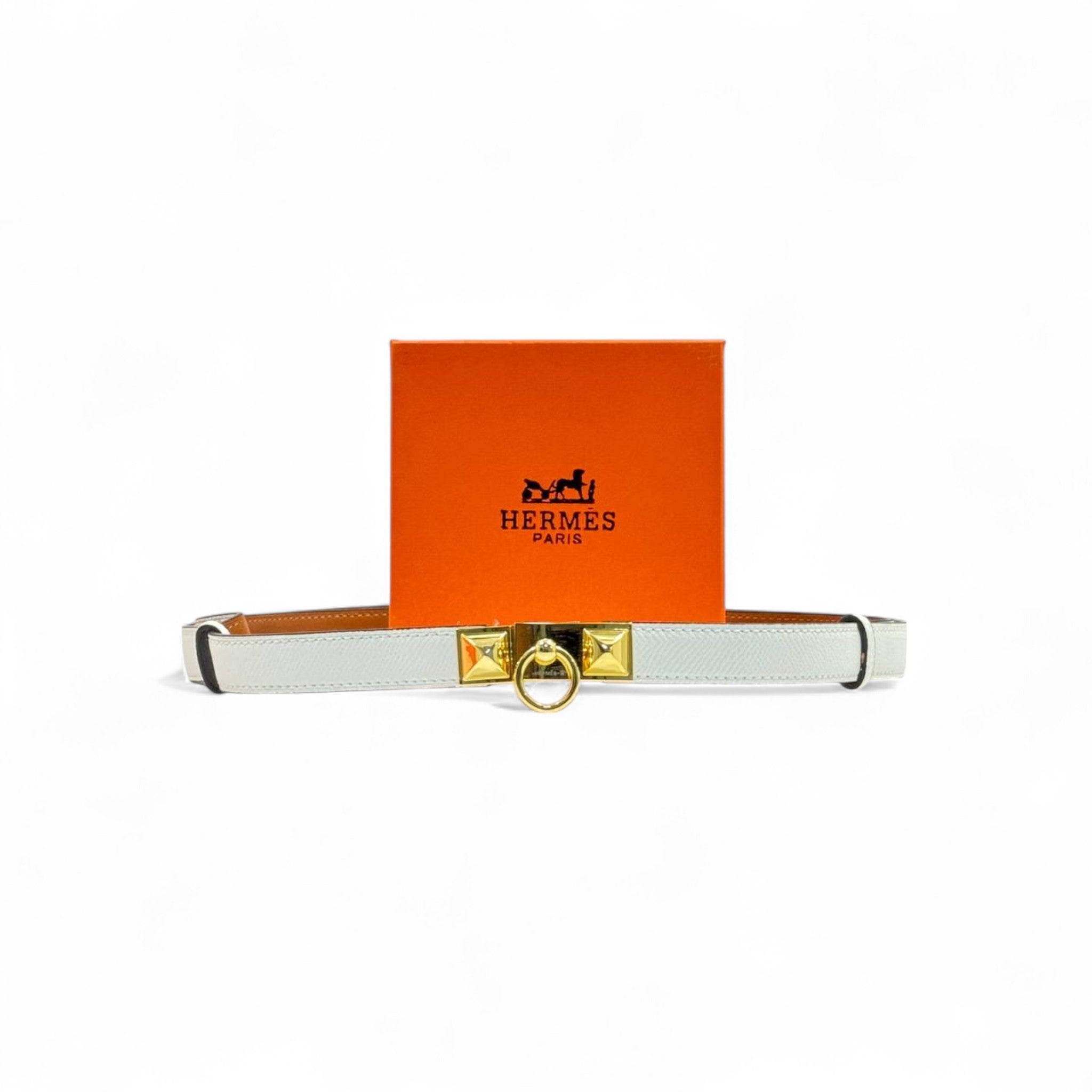 Hermès CDC Belt 🤍 | 125cm | White Leather with Gold Collier de Chien Buckle + Box