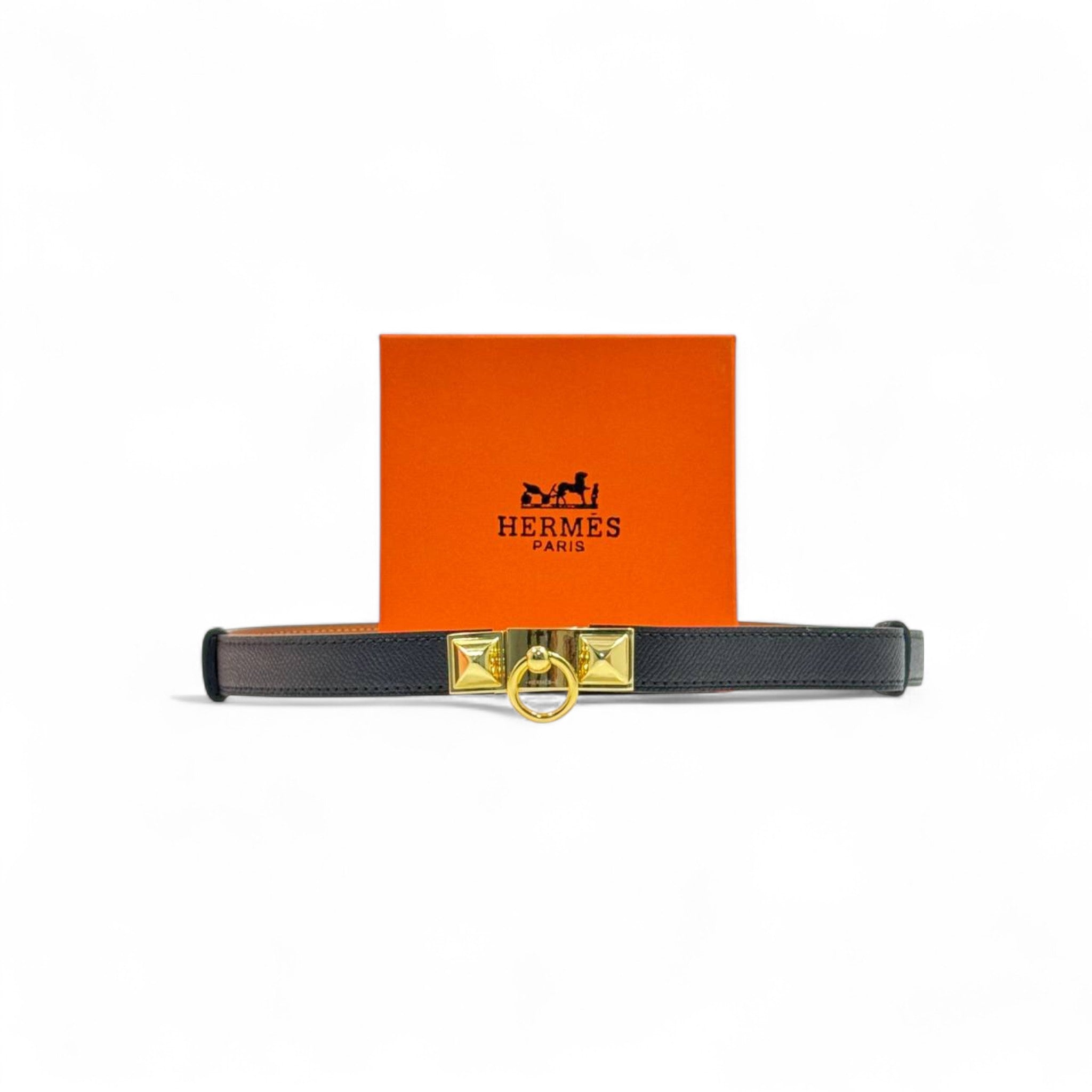 Hermès CDC Belt 🖤 | 125cm | Black Leather with Gold Collier de Chien Buckle + Box