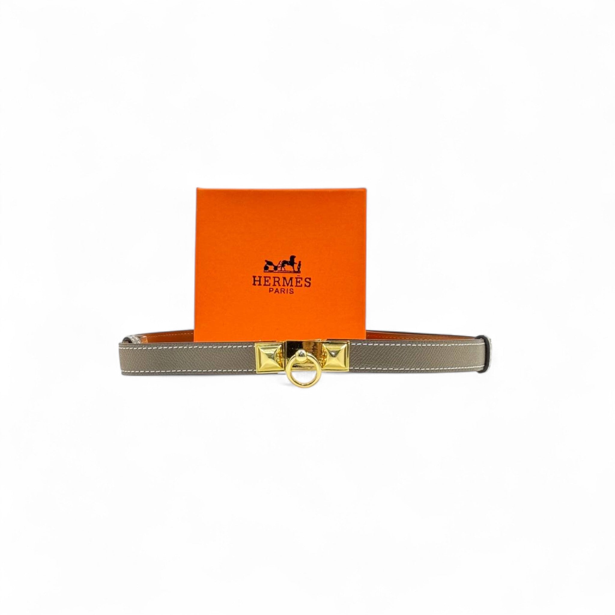Hermès CDC Belt 🤎 | 125cm | Taupe Leather with Gold Stud Buckle + Box