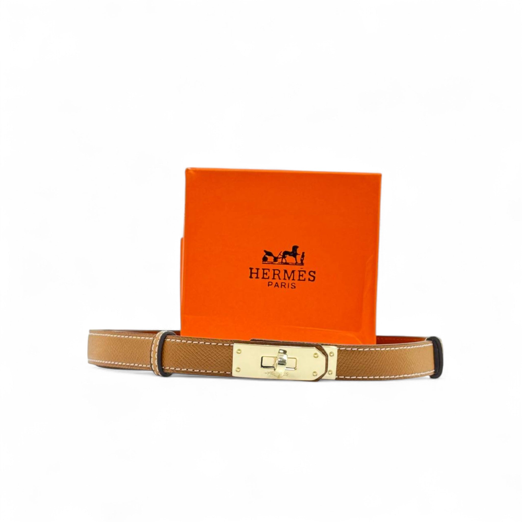 Hermès Kelly Belt 🧡 | 125cm | Gold Tan Leather with Lock Buckle + Box