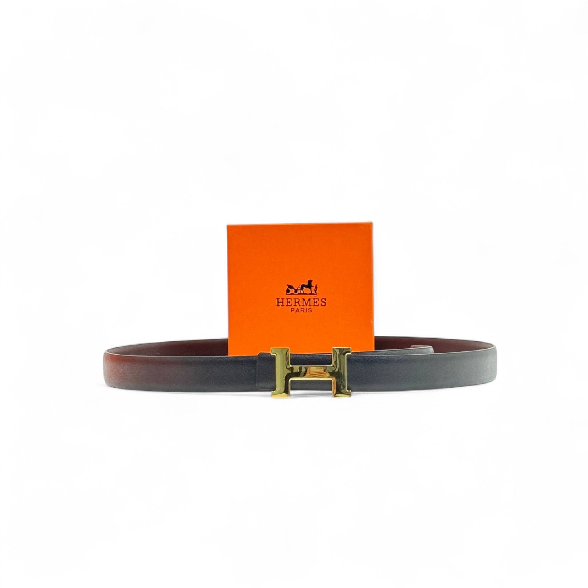 Hermès “H” Belt 🖤 | 125cm | Black & Brown Reversible Leather with Gold Buckle + Box