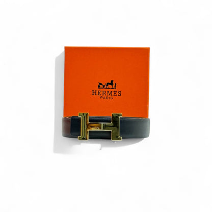Hermès “H” Belt 🖤 | 125cm | Black & Brown Reversible Leather with Gold Buckle + Box