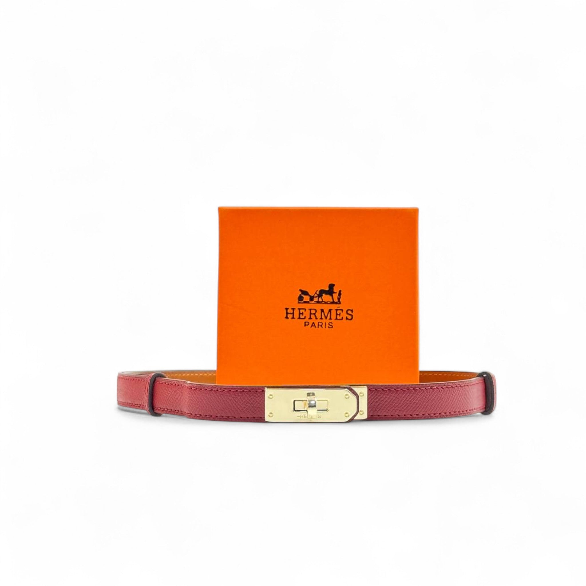 Hermès Kelly Belt 🔒❤️ | Red Leather 125cm | Iconic Gold Lock Buckle + Box