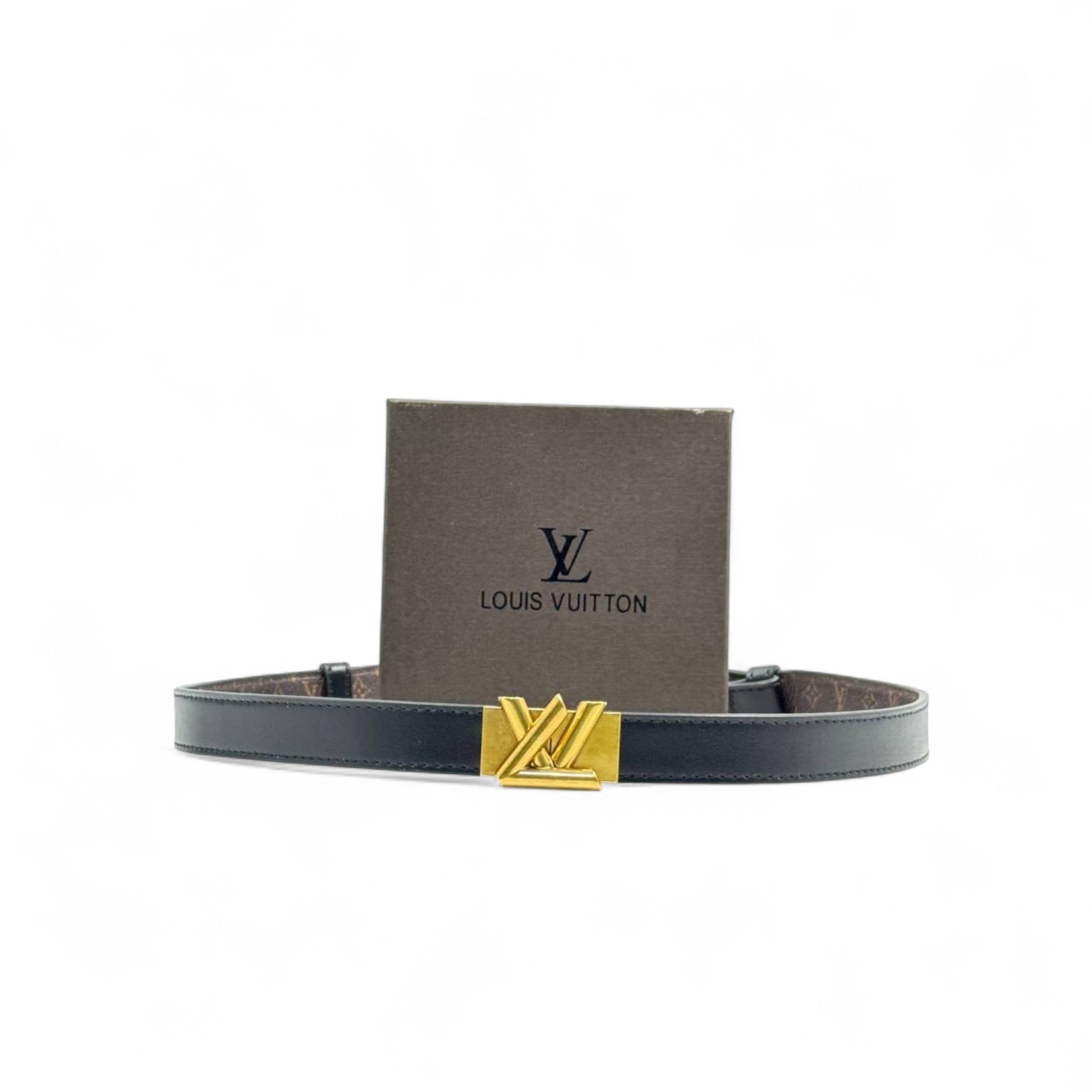 Louis Vuitton Black Leather Belt 🖤 | Gold LV Buckle | 125cm | With Box