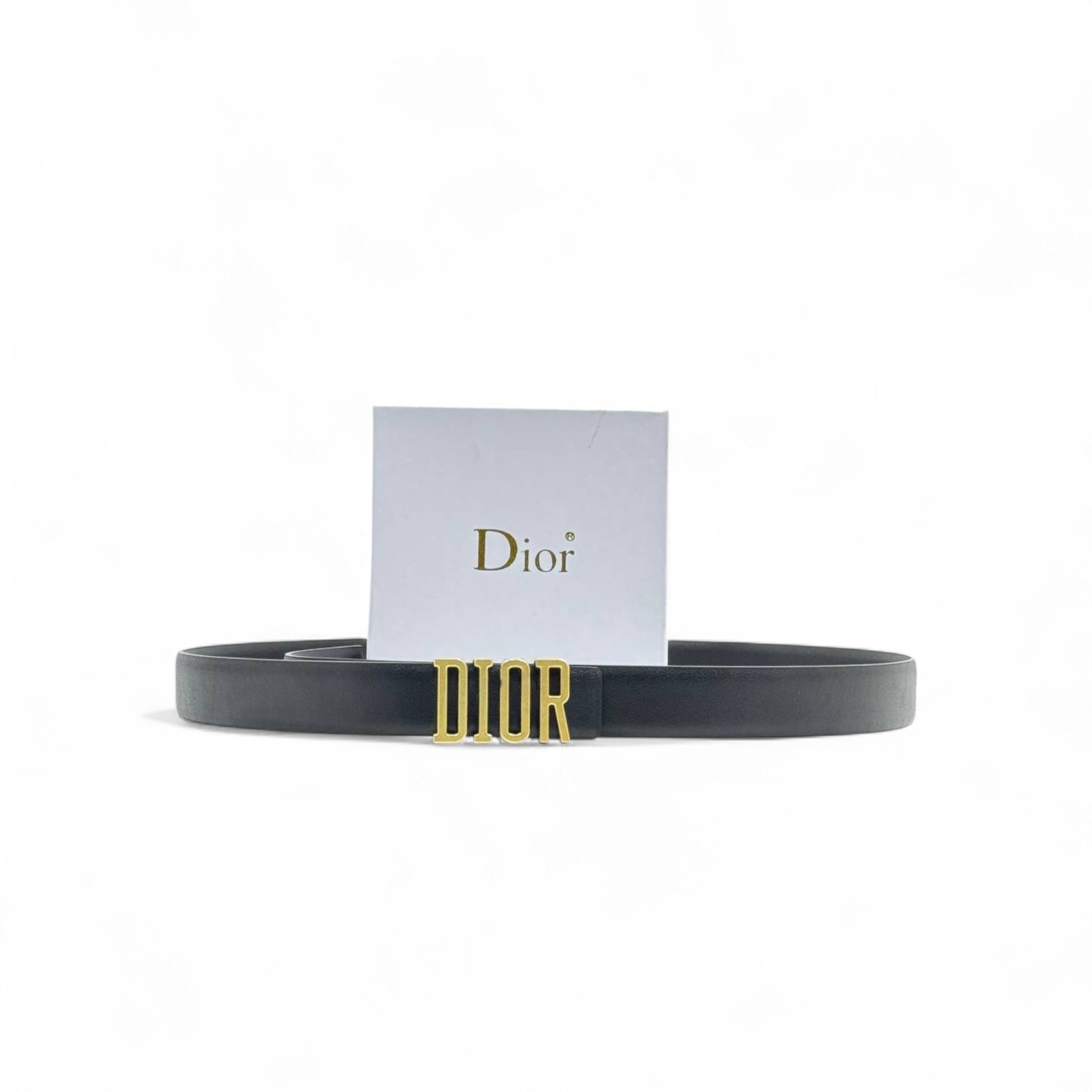 Dior Black Leather Belt 🖤 | Gold Dior Logo | 125cm | With Box
