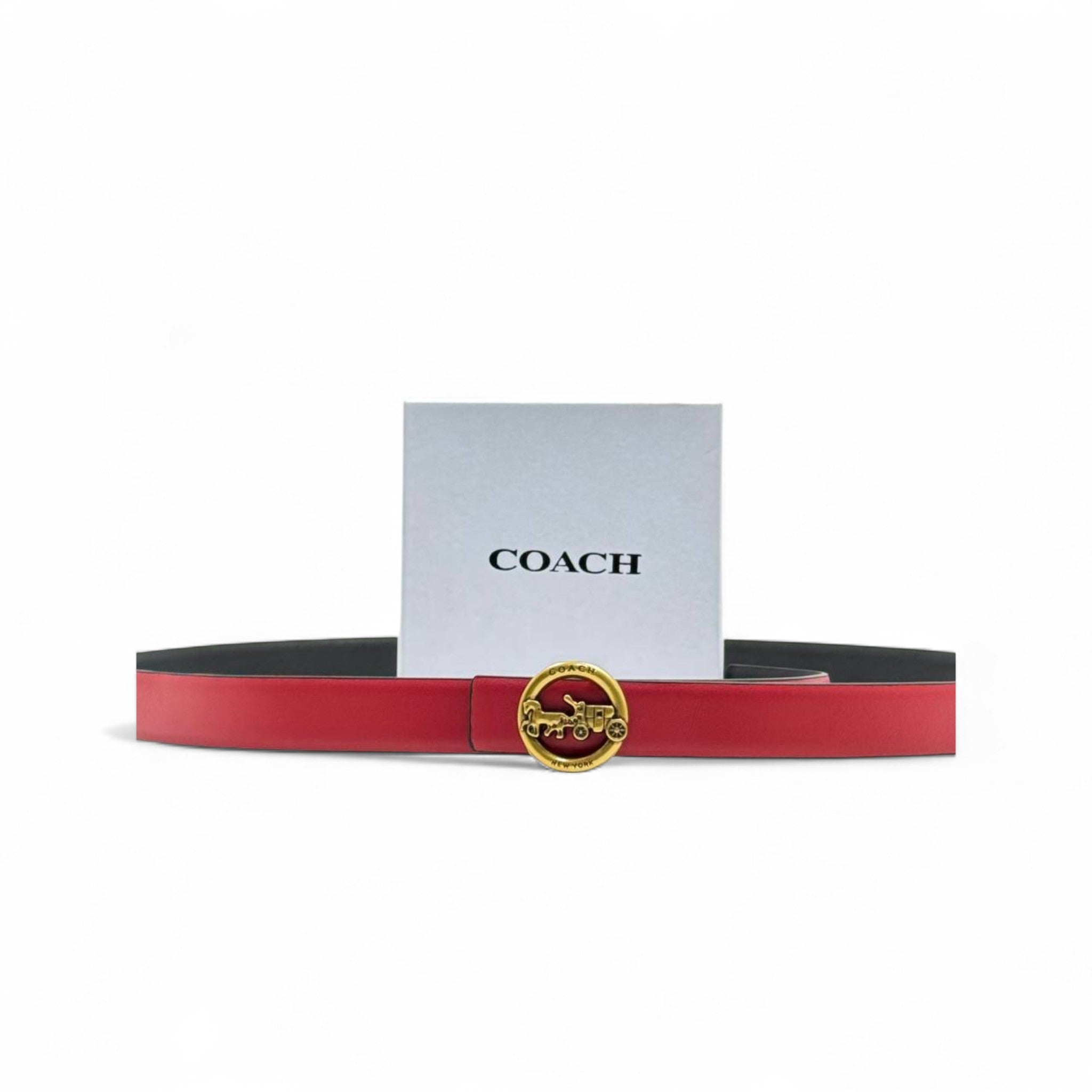 Coach Red Leather Belt ❤️ | 125cm | Gold Carriage Buckle | With Box