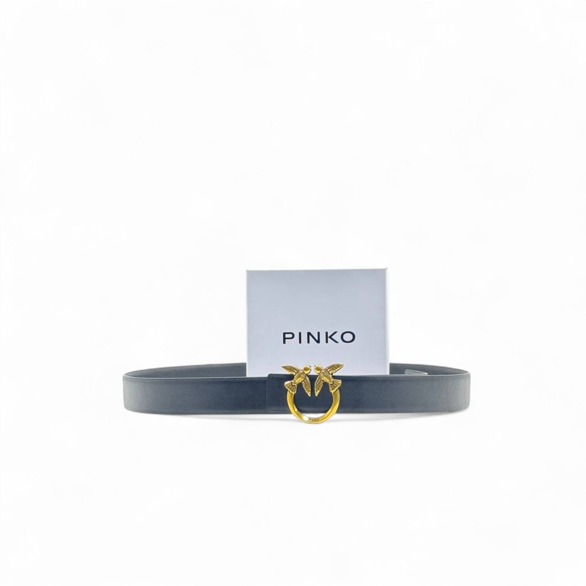 ✨ Pinko Love Birds Belt – 125cm Black with Gold Buckle 🖤🐦