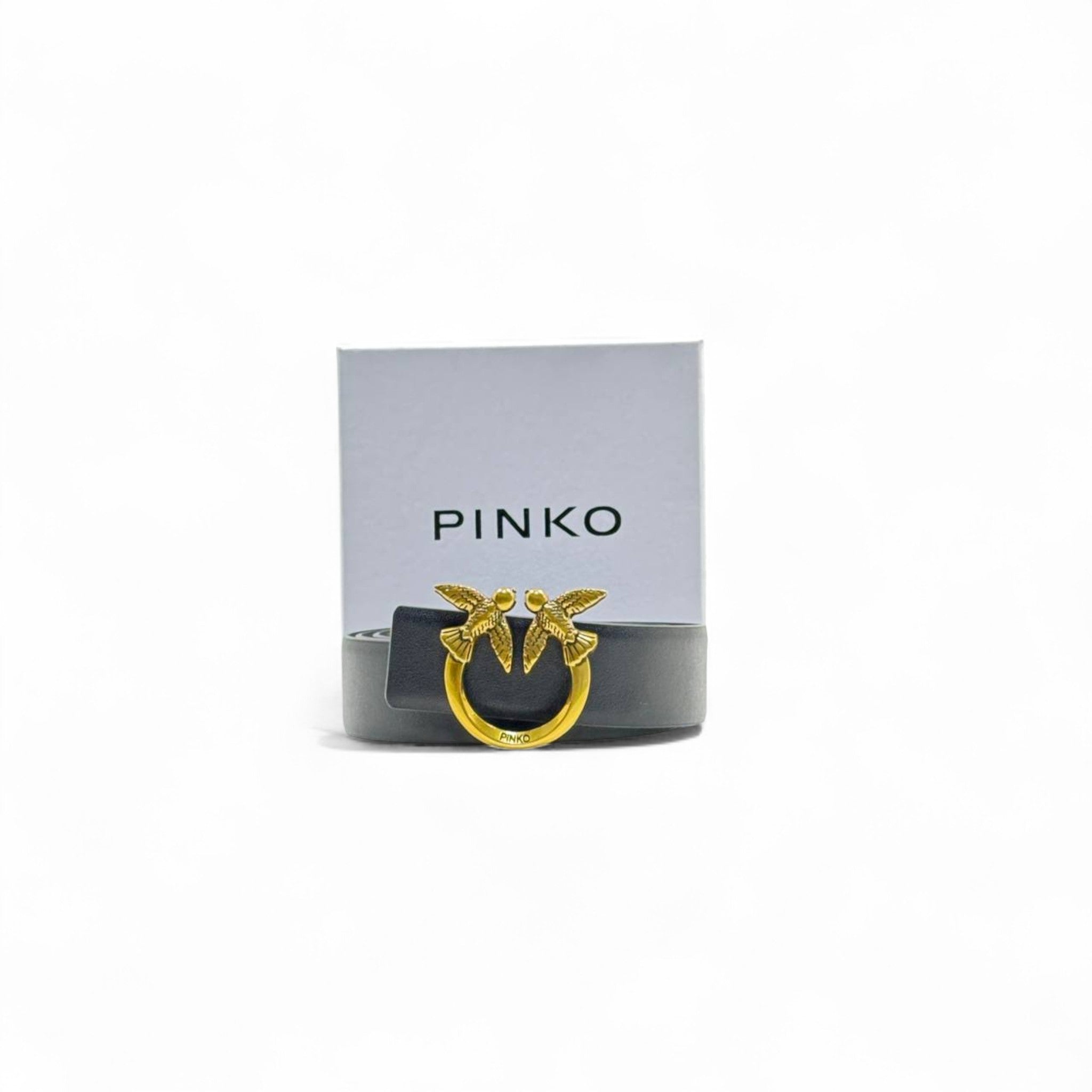 ✨ Pinko Love Birds Belt – 125cm Black with Gold Buckle 🖤🐦
