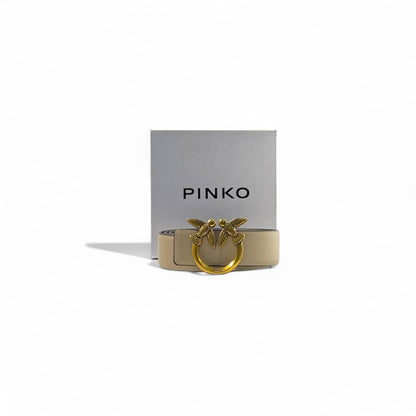 🌟 Pinko Love Birds Belt – 125cm Beige with Gold Buckle 🤍🐦