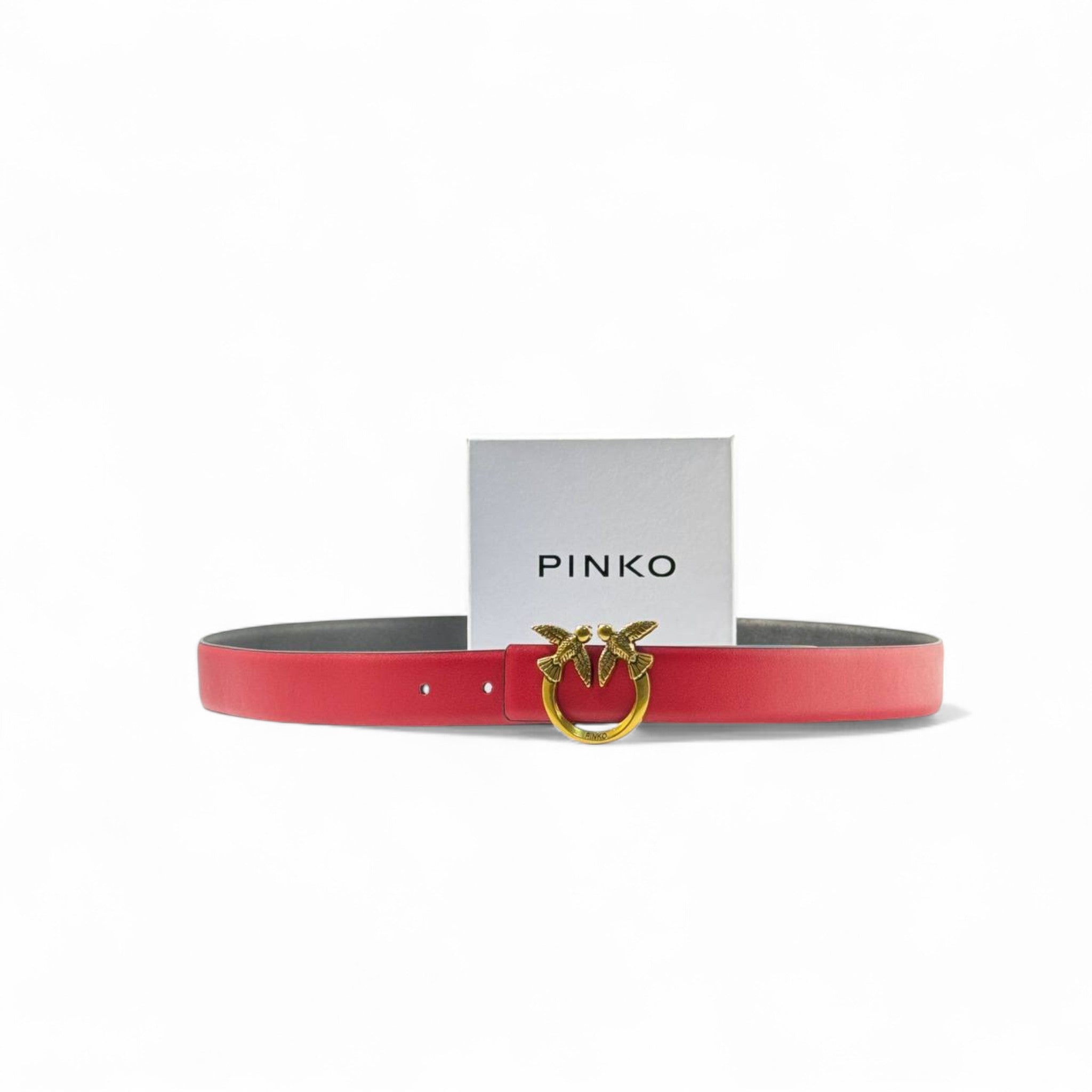 ❤️ Pinko Love Birds Belt – 125cm Red with Gold Buckle 🔥🐦