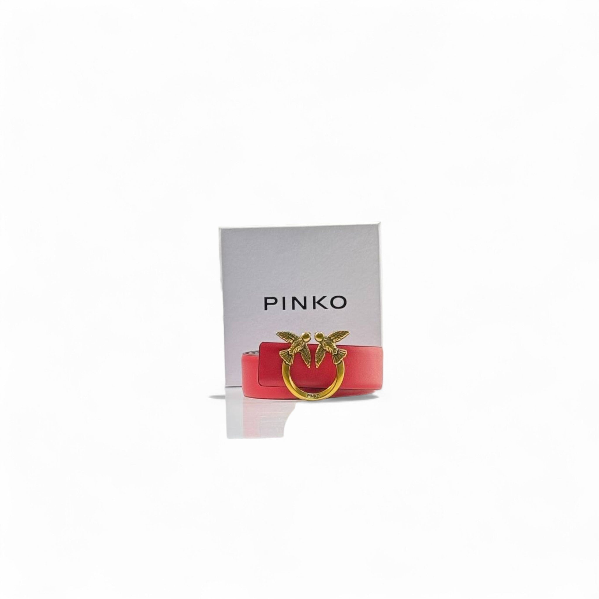 ❤️ Pinko Love Birds Belt – 125cm Red with Gold Buckle 🔥🐦