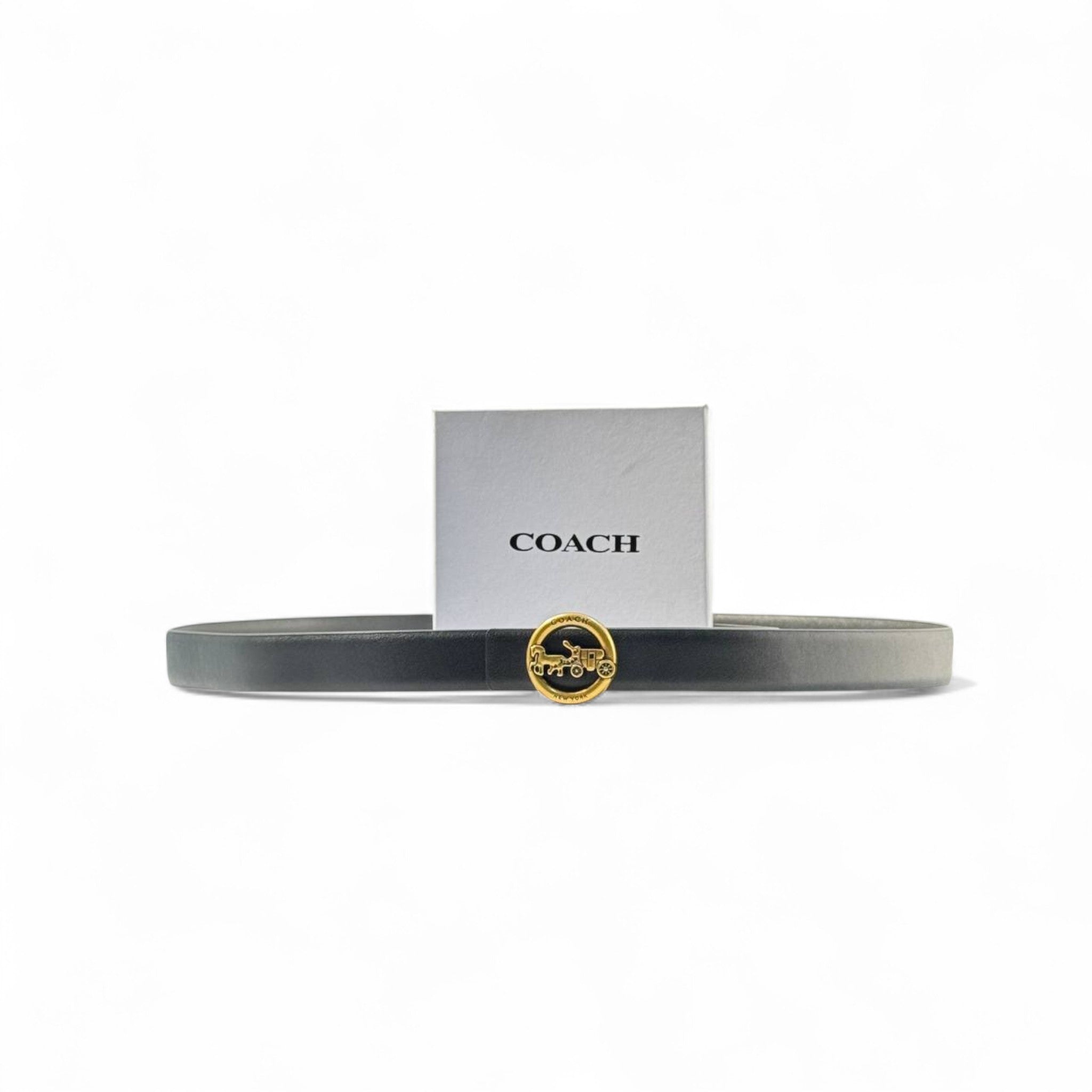🖤 Coach Signature Belt – 125cm Black with Gold Carriage Buckle 🐎✨