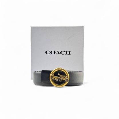 🖤 Coach Signature Belt – 125cm Black with Gold Carriage Buckle 🐎✨