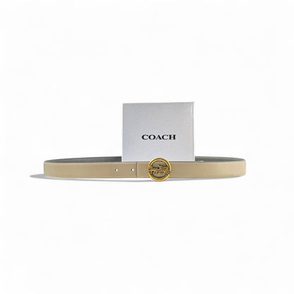 🤍 Coach Signature Belt – 125cm Beige with Gold Carriage Buckle 🐎✨