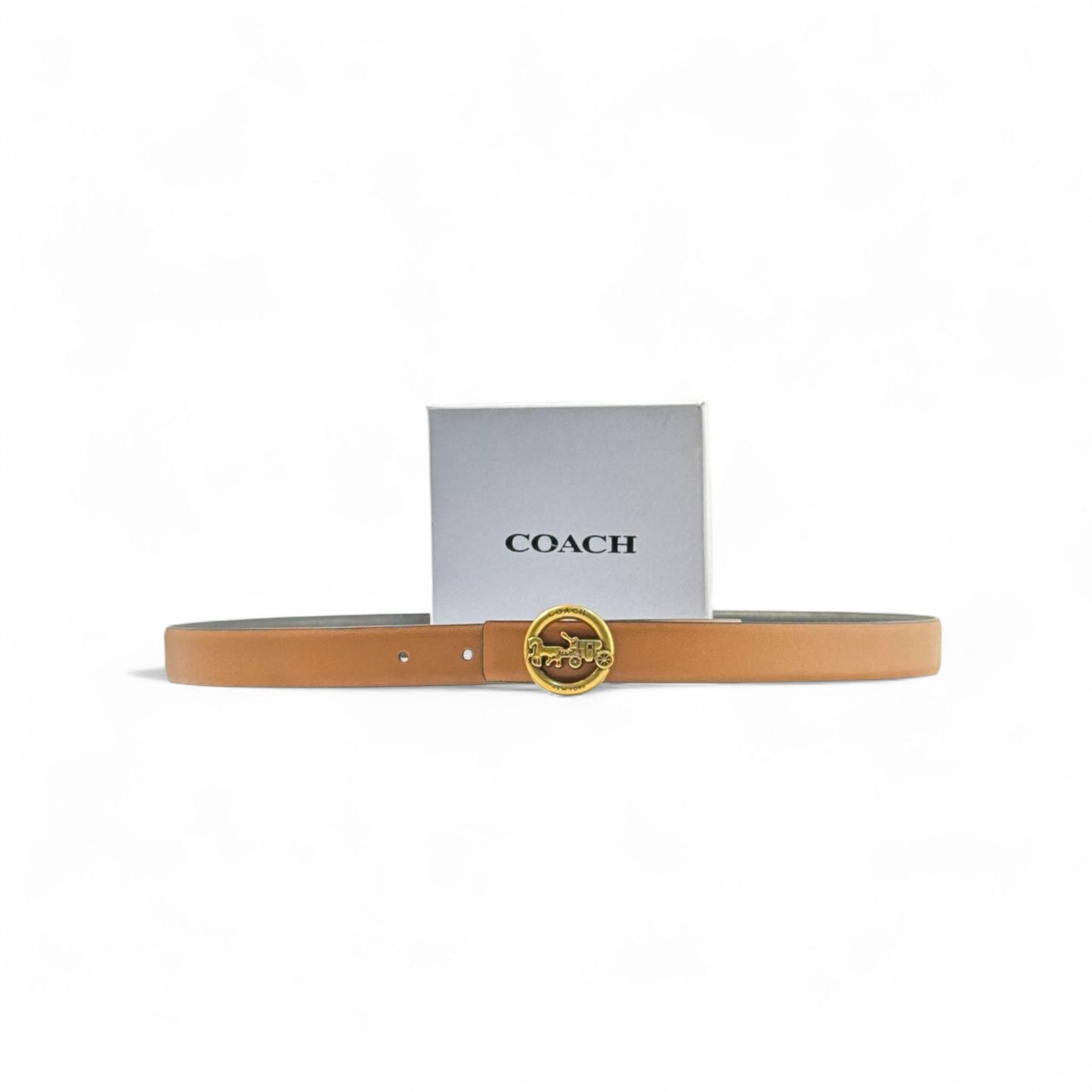 🧡 Coach Signature Belt – 125cm Camel Brown with Gold Carriage Buckle 🐎✨
