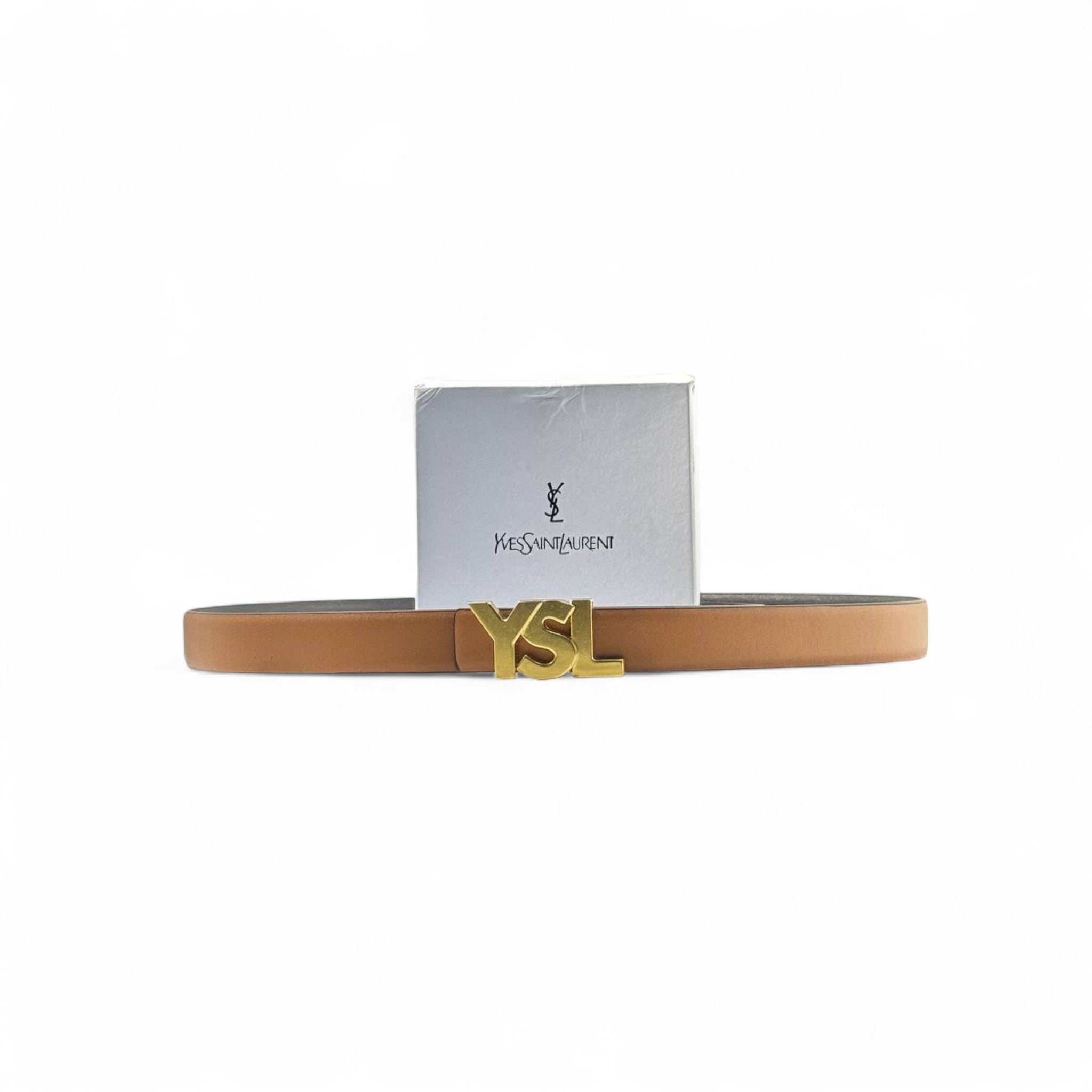 🧡 YSL Monogram Belt – 125cm Camel Brown with Gold Logo Buckle ✨