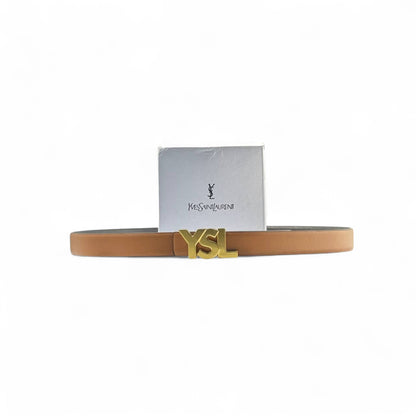 🧡 YSL Monogram Belt – 125cm Camel Brown with Gold Logo Buckle ✨