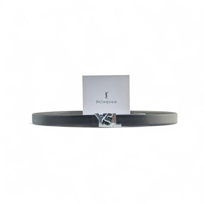 🖤 YSL Monogram Belt – 125cm Black with Silver Logo Buckle 🕶️✨