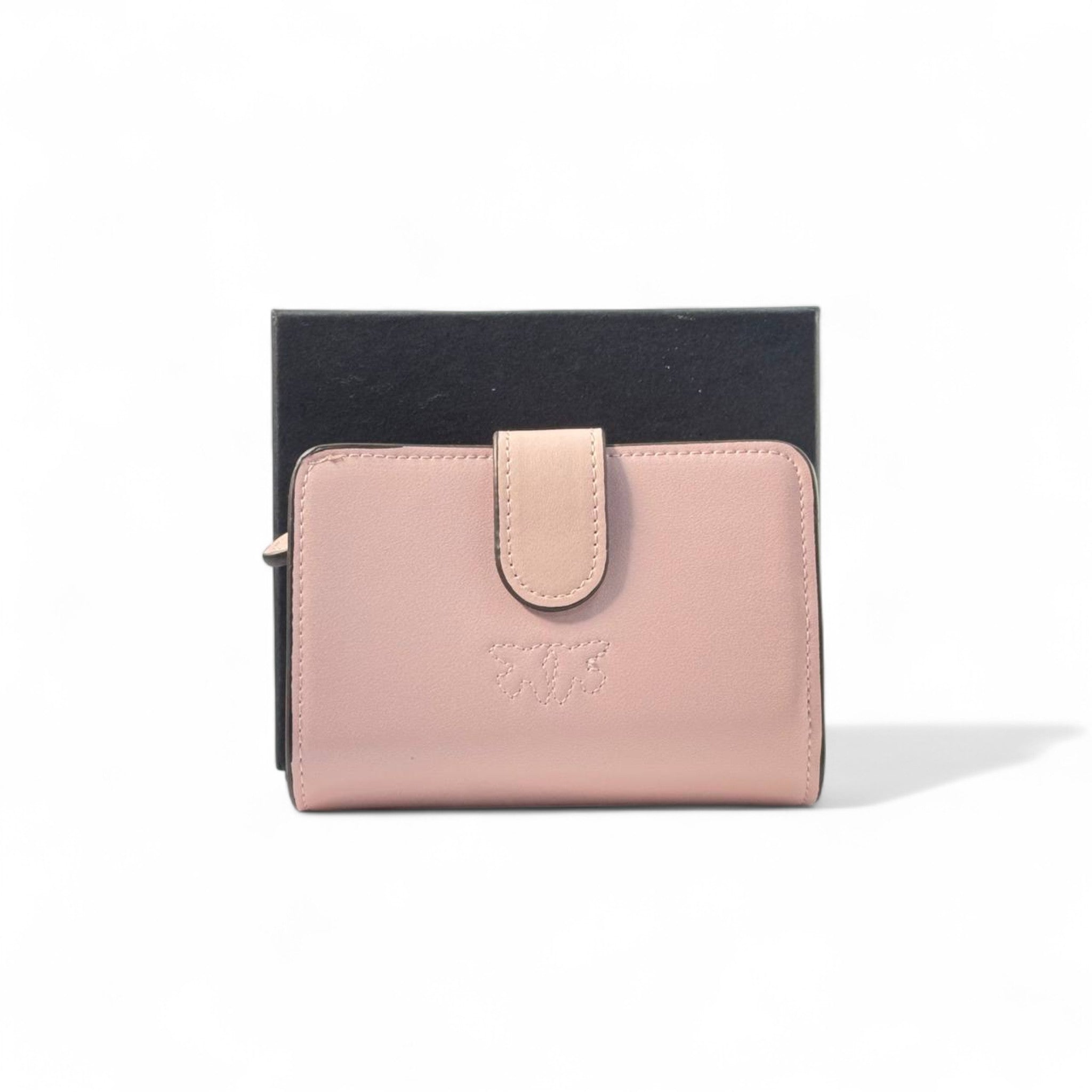 💖 Pinko Crystal Letter Wallet – Blush Pink with Studded Logo Design ✨