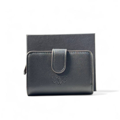 🖤 Pinko Crystal Logo Wallet – Black with Studded 3D Lettering ✨