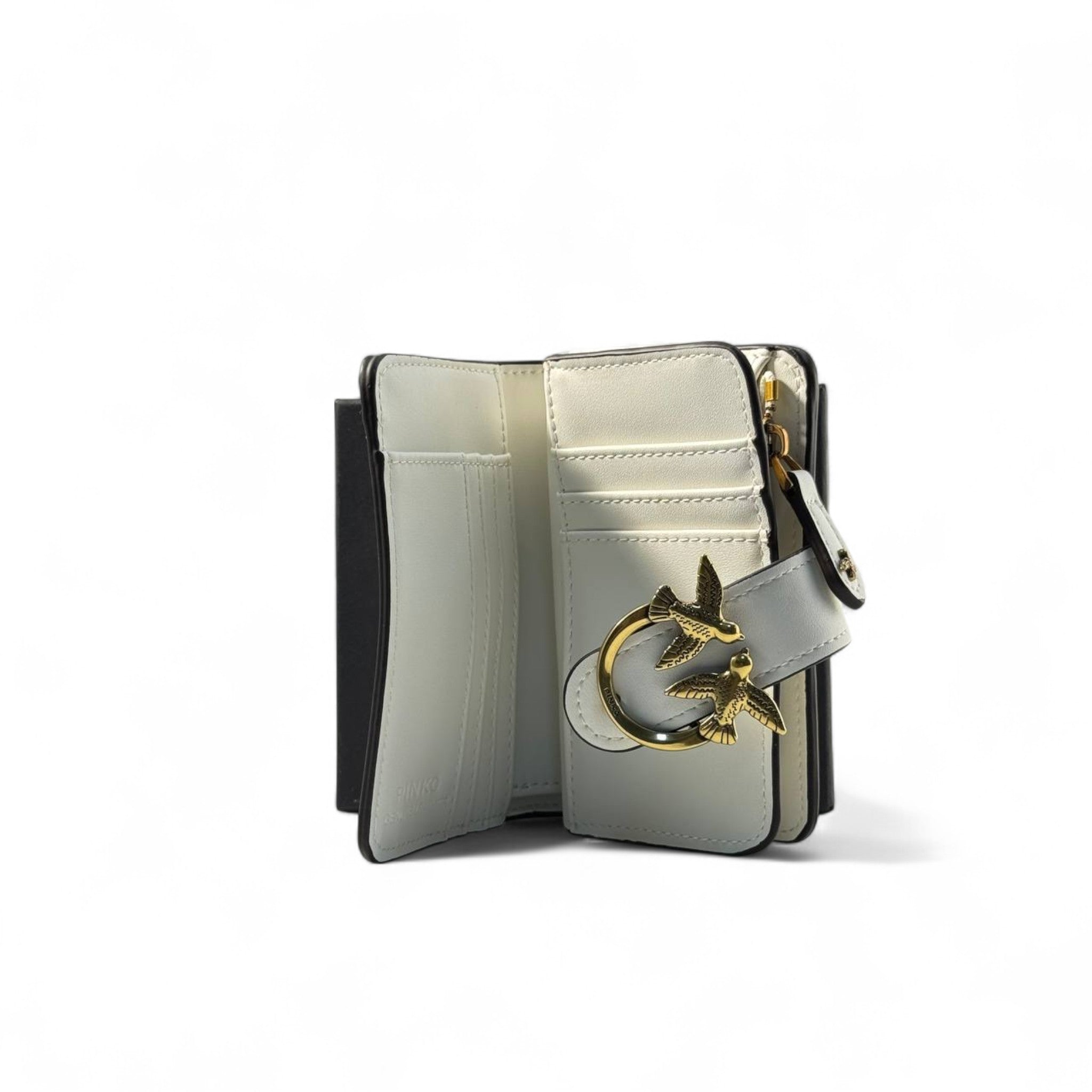 🤍 Pinko Love Birds Wallet – Ivory with Gold Buckle Closure ✨