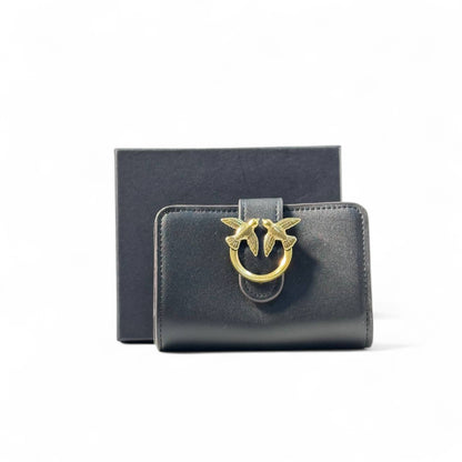 🖤 Pinko Love Birds Wallet – Black with Gold Buckle Closure ✨